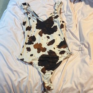 Altar'd State Brown and White Patterned Bodysuit